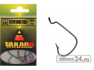 Крючки офсетные TAKARA Worm hook shad